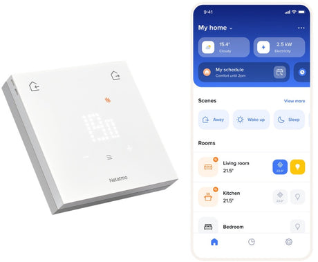 Netatmo slimme thermostaat original – bedrade smart thermostaat – app bediening, energiebesparing verbruiksinzicht – matter compatibel – werkt met apple home, google home, alexa – wit