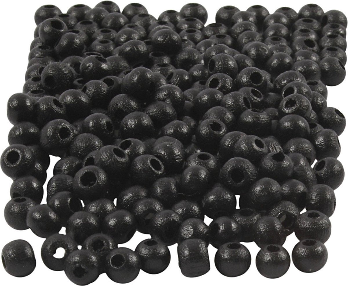 Creativ company cc houten kralen 5 mm zwart 150 stuks