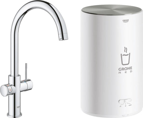 Grohe red compact 3 in 1 kokendwaterkraan - c-uitloop - 4l boiler – chroom