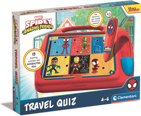 Clementoni - spidey travel quiz - educatief spel - met interactieve pen - het leerzame schoencadeautje - 180 educatieve quizzen - 4-6 jaar