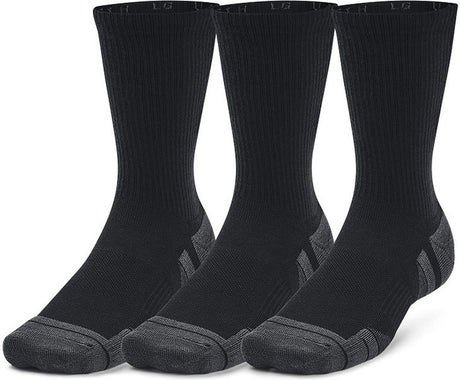 Under armour ua performance tech 3pk crew-blk unisex sportsokken - zwart - jet grijs