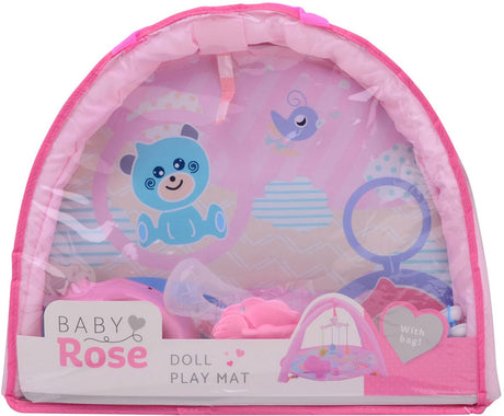Johntoy baby rose poppen speelmat - inclusief draagtas - potje - speen - flesje voor de pop