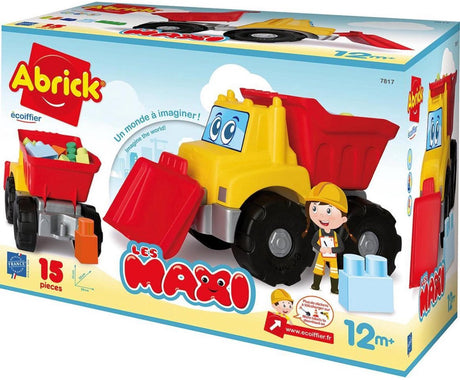 Abrick bouwspeelgoed werk vrachtwagen maxi met blokken - kleurrijk plastic.