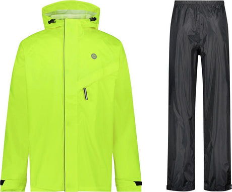Agu passat - regenpak - regenjas en regenbroek - unisex - geel - s - reflecterend - verstelbare capuchon - ventilatie s
