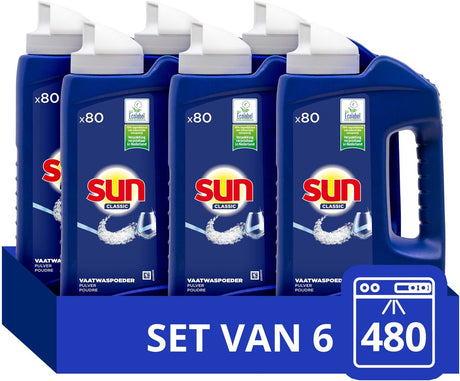 Sun classic normaal vaatwaspoeder - 6 x 80 wasbeurten - voordeelverpakking