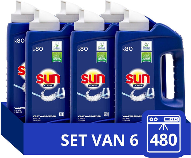 Sun classic normaal vaatwaspoeder - 6 x 80 wasbeurten - voordeelverpakking