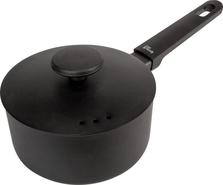 Cosy trendy full black - sauspan - ø 16cm x 7,8cm - pfas-vrij – inductie sauspan - vaatwasserbestendig – snelle opwarming – koudgrepen - met deksel - zwart