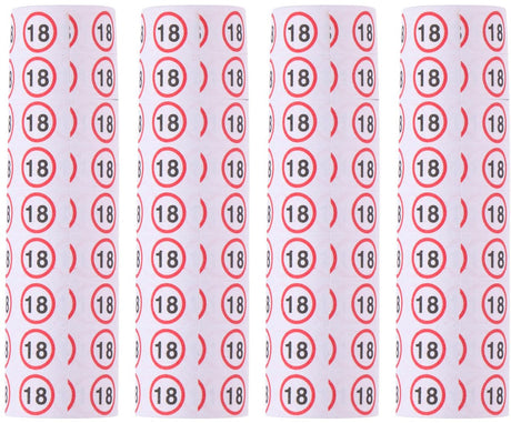Partytime serpentine printing '18' - verpakking met 3 rollen papieren serpentines - ideaal voor 18e verjaardag feestversiering - 384 cm lang x 1,4 cm breed - wit met rood