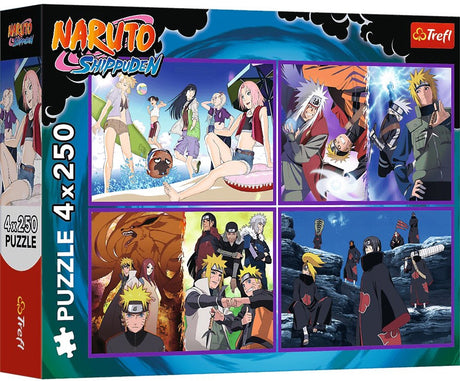 Trefl puzzel naruto shippuden 4x250 stukjes - the adventures of naruto uzumaki.