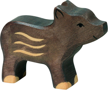 Holztiger bosdieren - jong wild zwijn - 8x2x5cm - houten figuur - handgemaakt