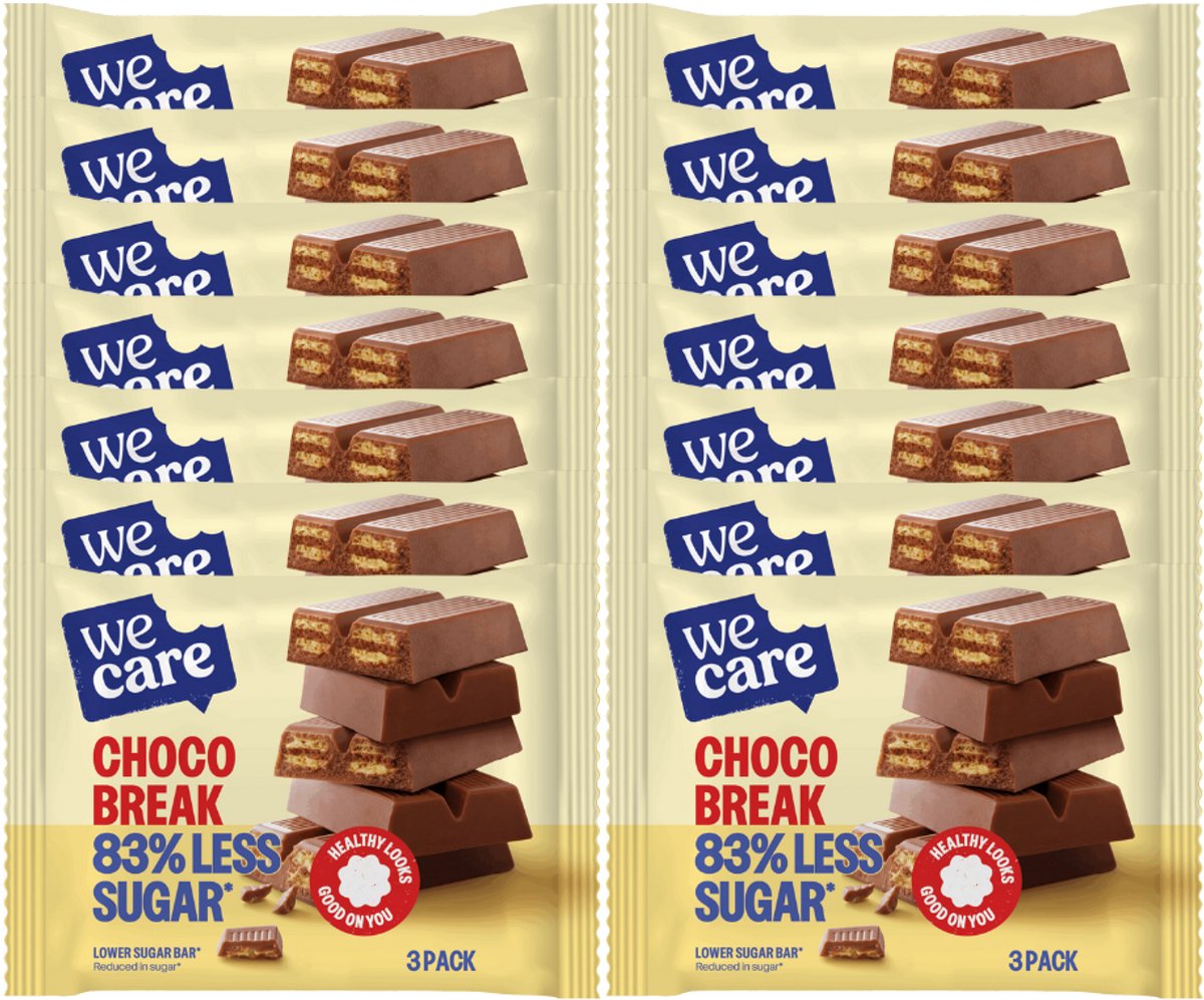 Wecare lower sugar - bar - chocolade break - 14 x 64,5 gr