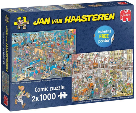 Jan van haasteren de verbouwing de bouwmarkt - puzzel 2x1000 stukjes volwassenen - legpuzzels