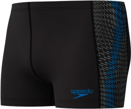 Speedo end+ tech panel aquashort heren - chloorbestendige zwemboxer heren - kleurvaste strakke zwembroek heren - sportzwembroek heren bestand tegen zonnebrandcrème - zwart blauw - xl