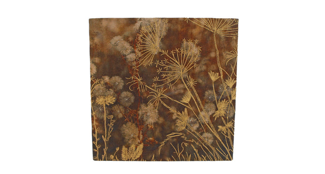 Wandversiering gold bruin goud vierkant stof 45x45x1,5cm