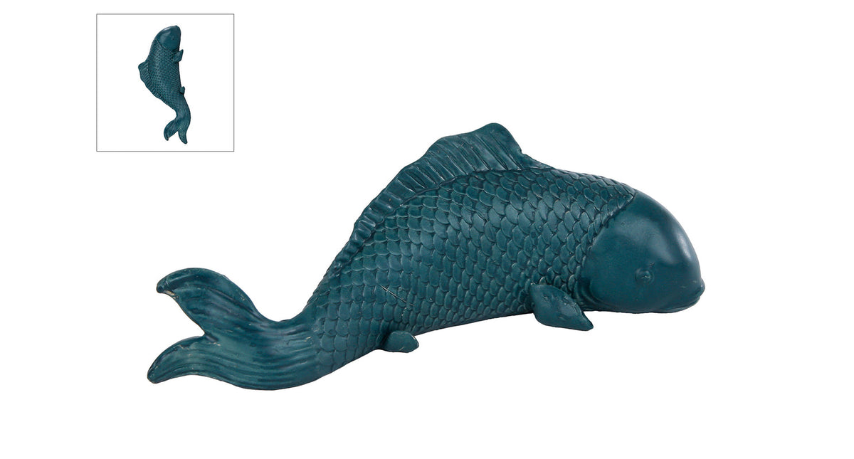 Sculptuur fish blauw polystone 19x6x7cm