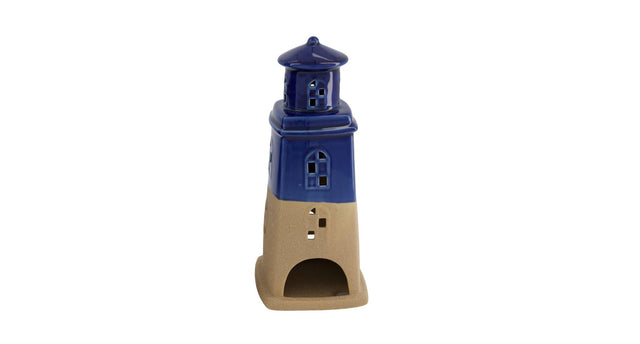 Tealight holder lighthouse ceramic 13x12.7x29.8cm blue