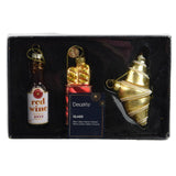 Decoris kersthanger set francaise vin rouge croissant bagette 3-delig set