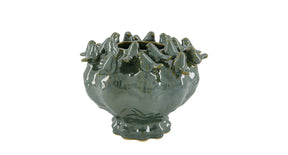Planter round ceramic 23x23x18cm green