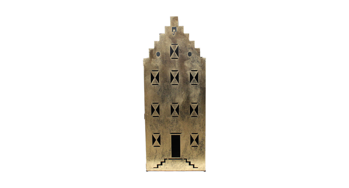 Statue house metal 29x46x118cm gold