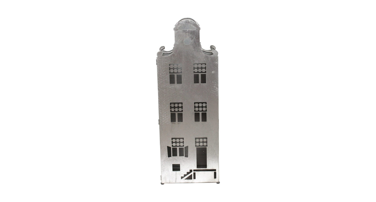 Statue house metal 18x28x78cm silver