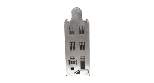 Statue house metal 18x28x78cm silver