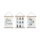 Wandversiering christmas wit groen papier 49x62cm