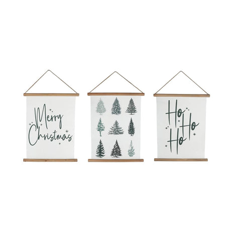 Wandversiering christmas wit groen papier 49x62cm