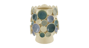Vase ceramic 17.8x17.8x22cm white blue