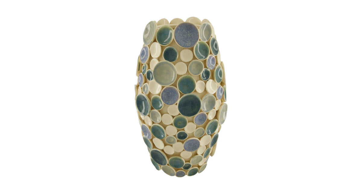 Vase ceramic 24x24x41cm white blue