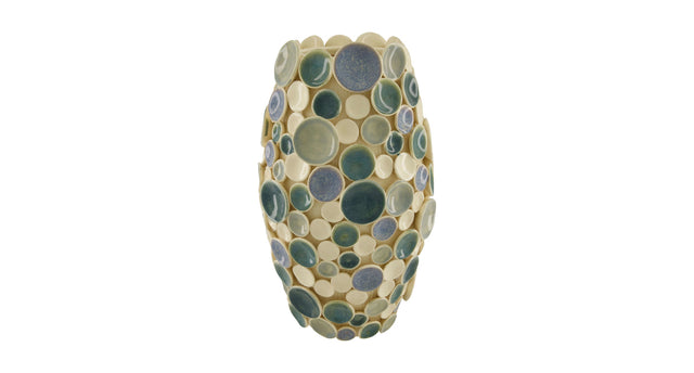 Vase ceramic 24x24x41cm white blue