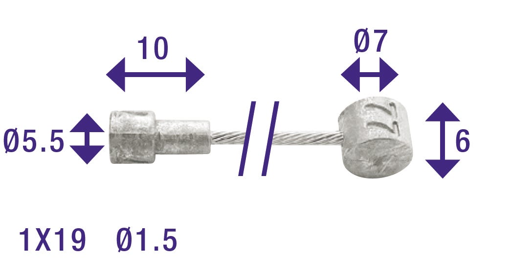 Cordo binnenkabel binnenkabel rem 235cm ø1,5mm rvs + 2 nippels
