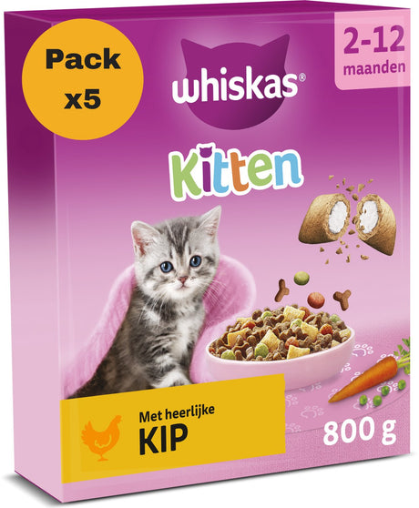 Whiskas kattenbrokken - junior - kip - doos 5x800g