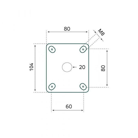 Tarsus zwenkwiel + rem 125 mm. wit