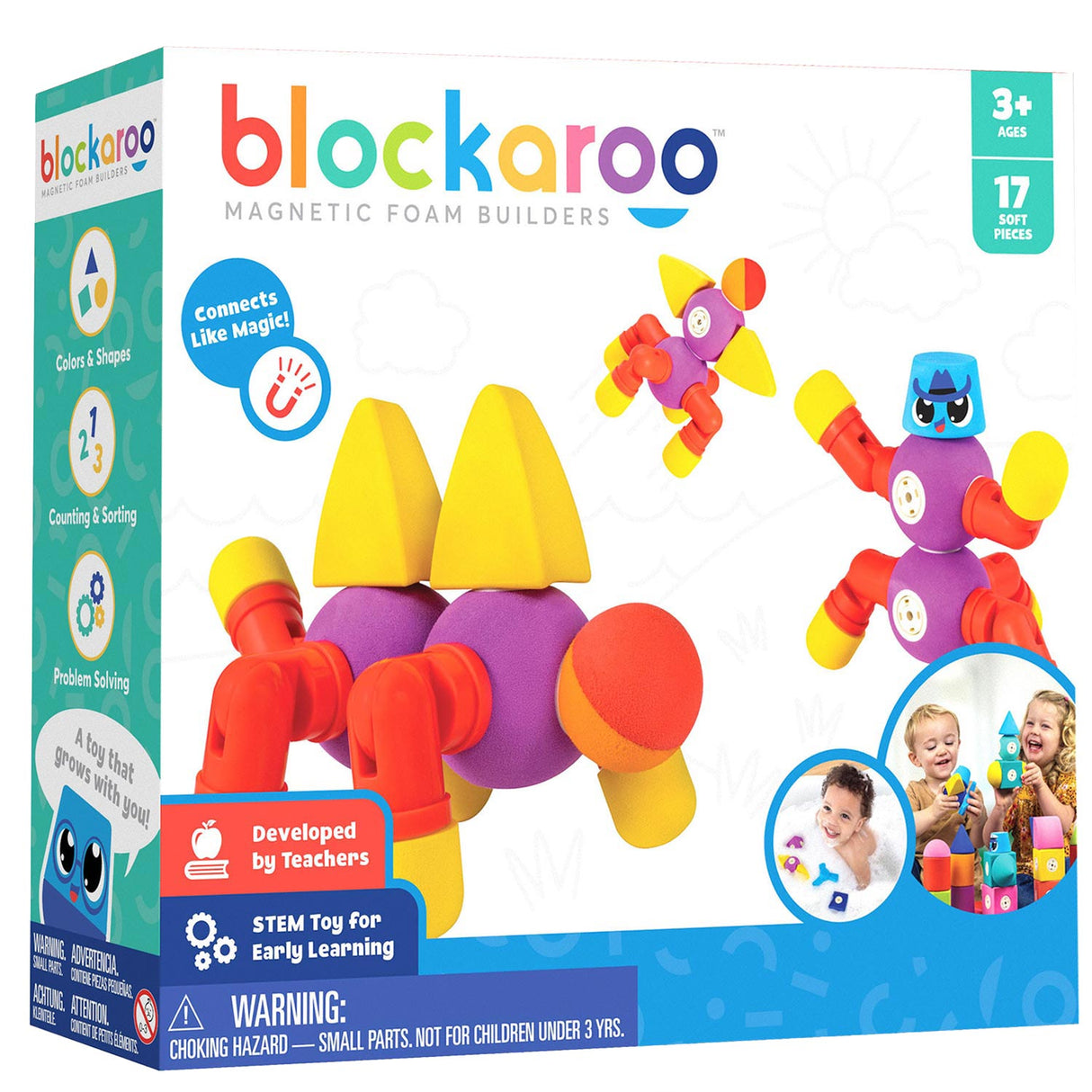 Blockaroo magnetesch Fammblocken Déieren, 17Dlg.