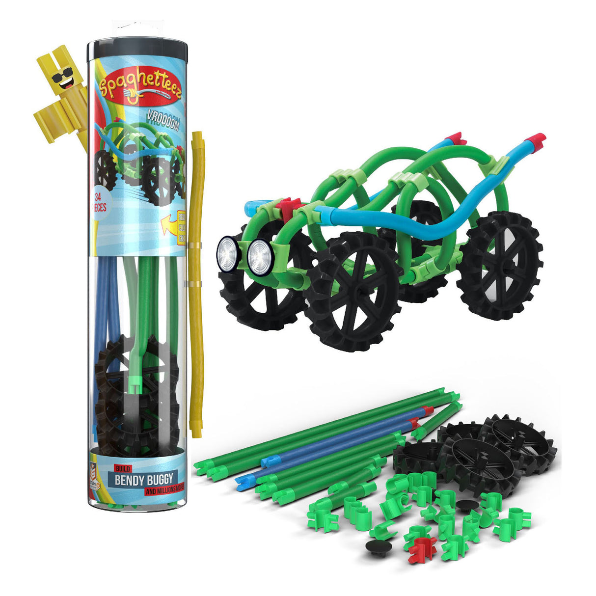 Clics Spaghettez Bendy Buggy Flexible building rods, 34dlg.