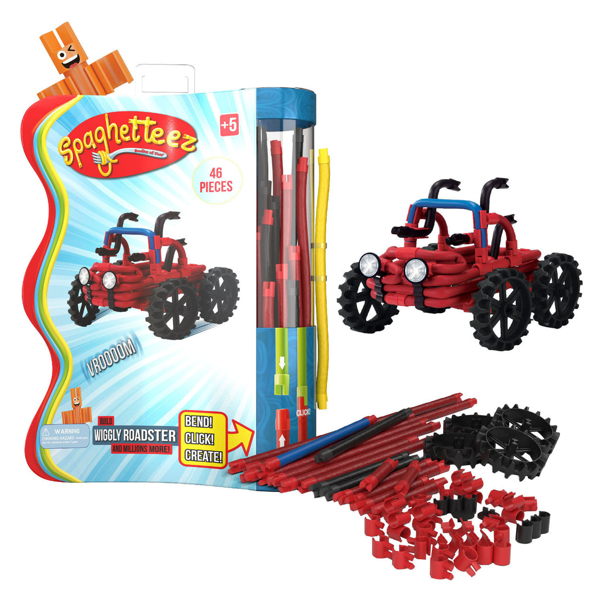 Clics Spaghetteez Wiggly Roadsters Fleksibilne gradbene palice, 46dlg.