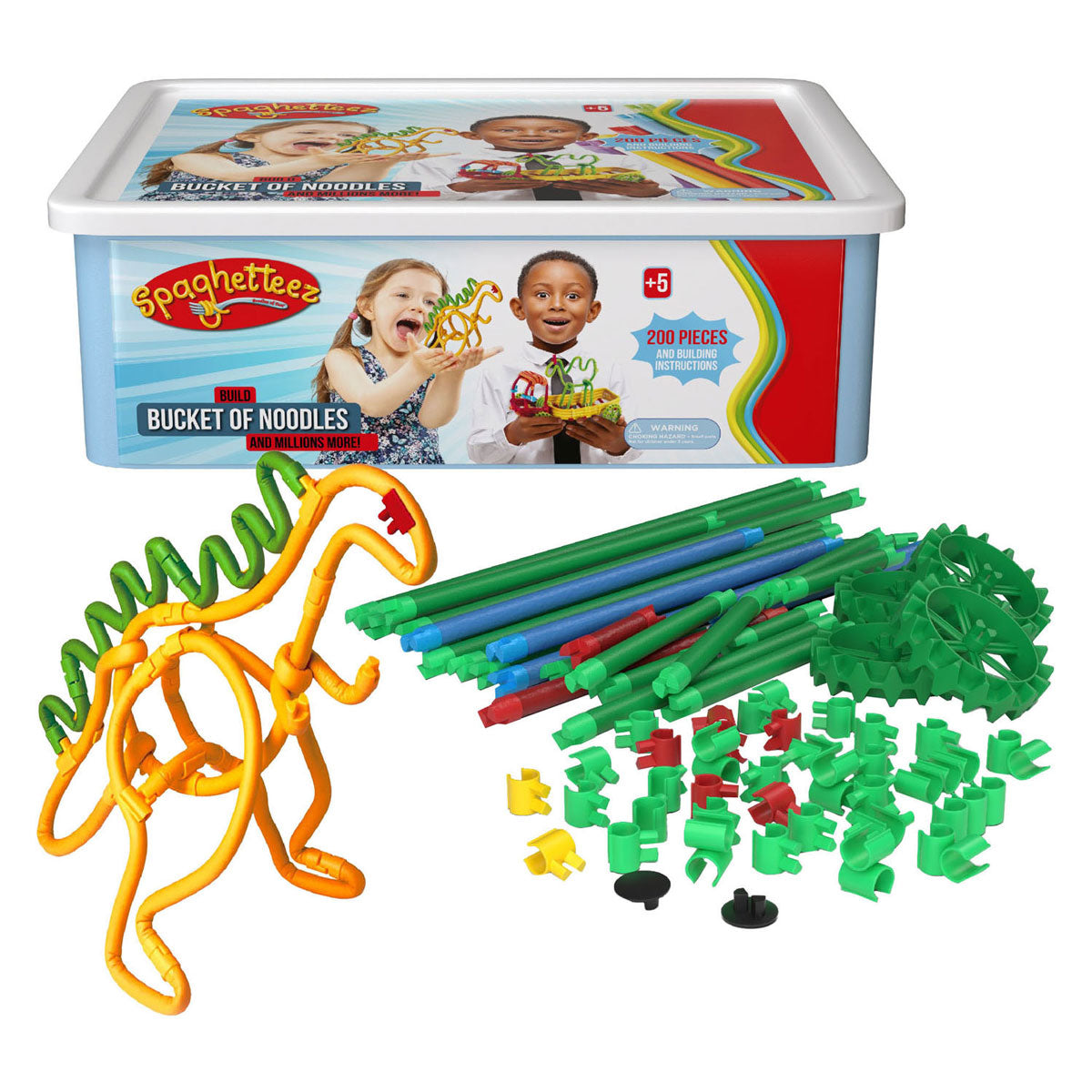 Clics spaghetteez flexible building rods in storage box, 200dlg.