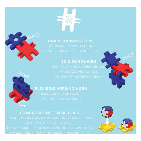 Clics nano – creative builders 2000 piece set – 15 in 1 bouwblokken – speelgoed gemaakt van 100% recycled plastic – speelgoed 8, 9, 10, 11, 12 jaar – constructie speelgoed