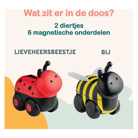 Magimals wheely insects box-interactieve magnetische dieren op wielen (6 stuks). leuk en creatief speelgoed, perfect voor in bad of onderweg!