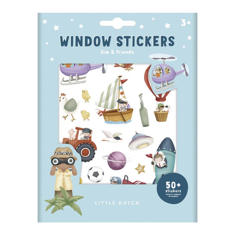 Little dutch raamstickers jim friends, niet permanente verplaatsbare stickers met speelachtergrond