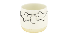 Planter face with glasses ceramic 11.8x11.8x10.5cm gold