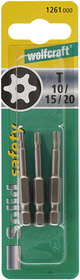 Wolfcraft bit-set | torx® met boring | maat 10, 15, 20 | 3-delig - 1261000
