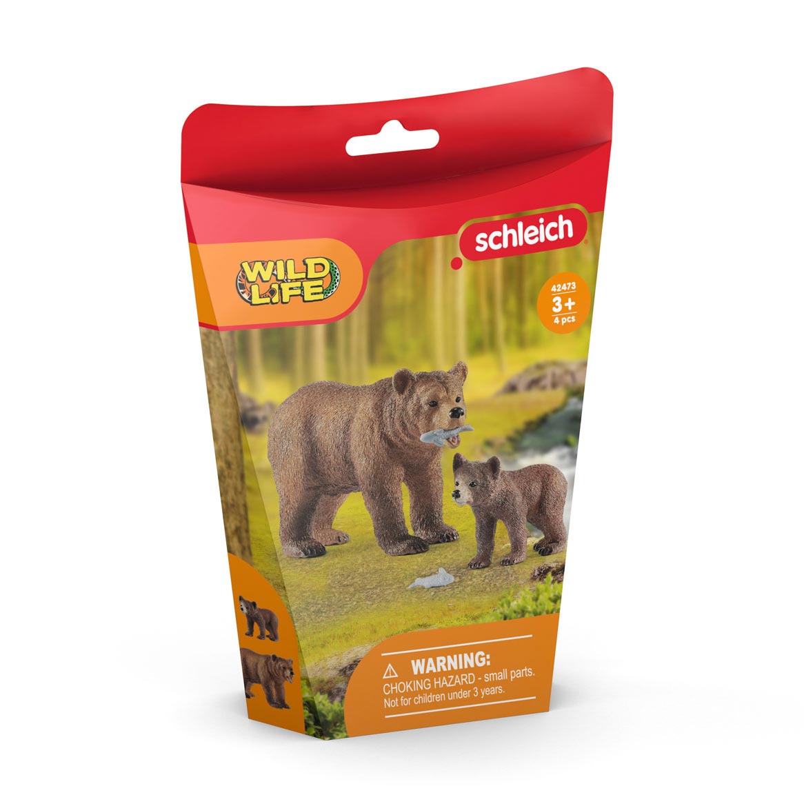 Schleich Wild Life Female Grizzly Bear With Grizzly Bear 42473