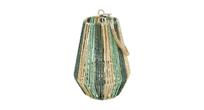 Lantern paper rope with glass 18x18x24cm green natural