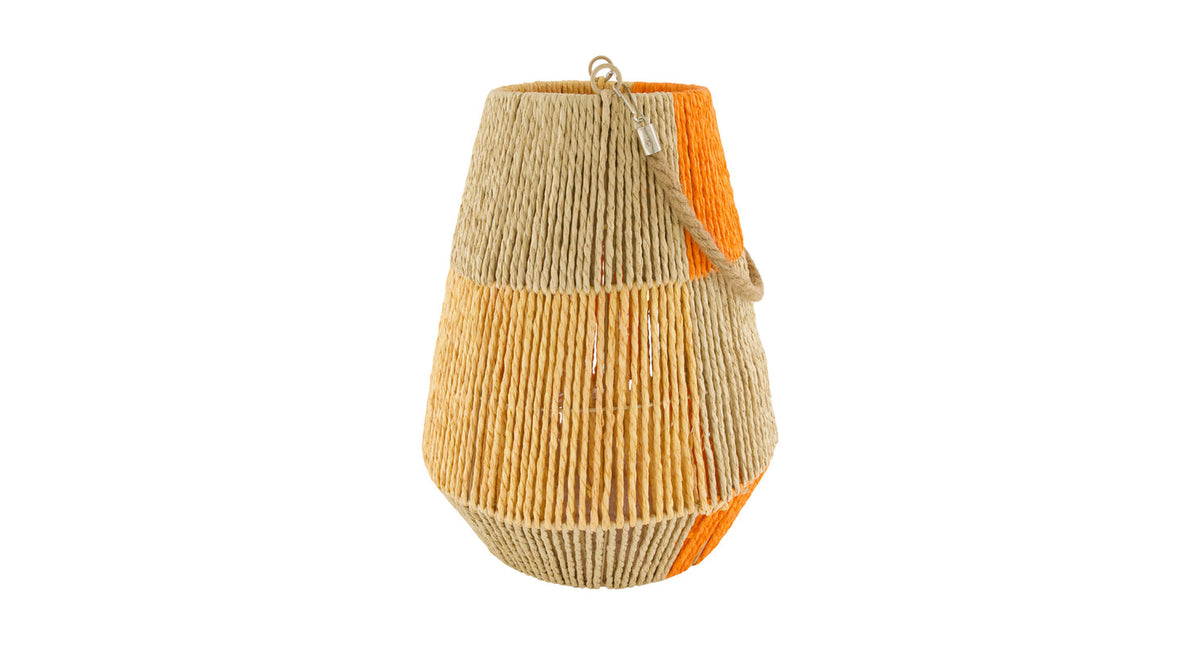 Lantern paper rope with glass 28x28x36cm orange yellow