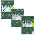 Collegeblok pukka recycled a5 geruit groen 110 pagina's 3 stuks
