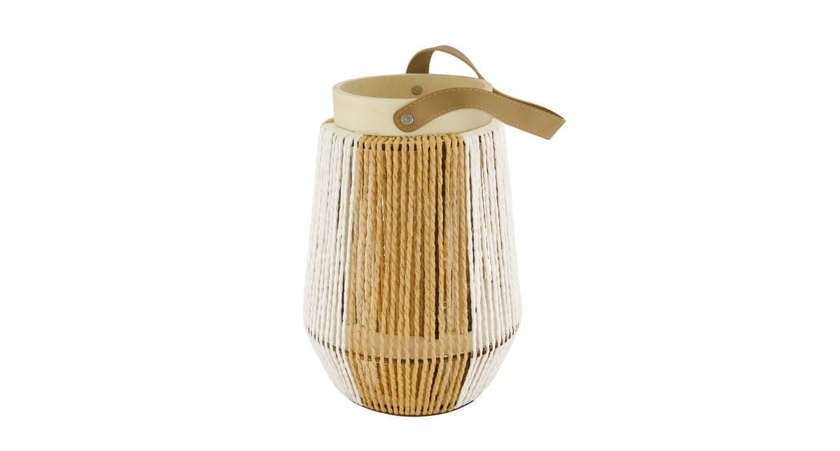 Lantern round paper rope with glass 22x22x31cm natural white