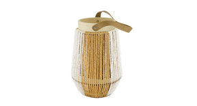 Lantern round paper rope with glass 22x22x31cm natural white
