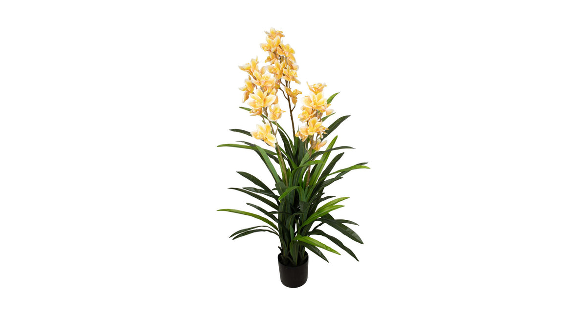 Plant cymbidium artificial 40x40x150cm yellow