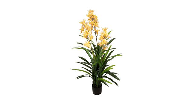 Plant cymbidium artificial 40x40x150cm yellow